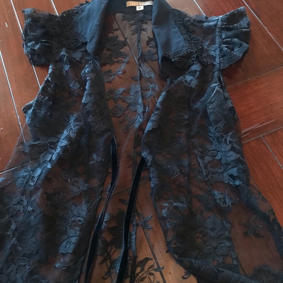 Louis Verdad Lace Tie Vest Black - Picture 2 of 8